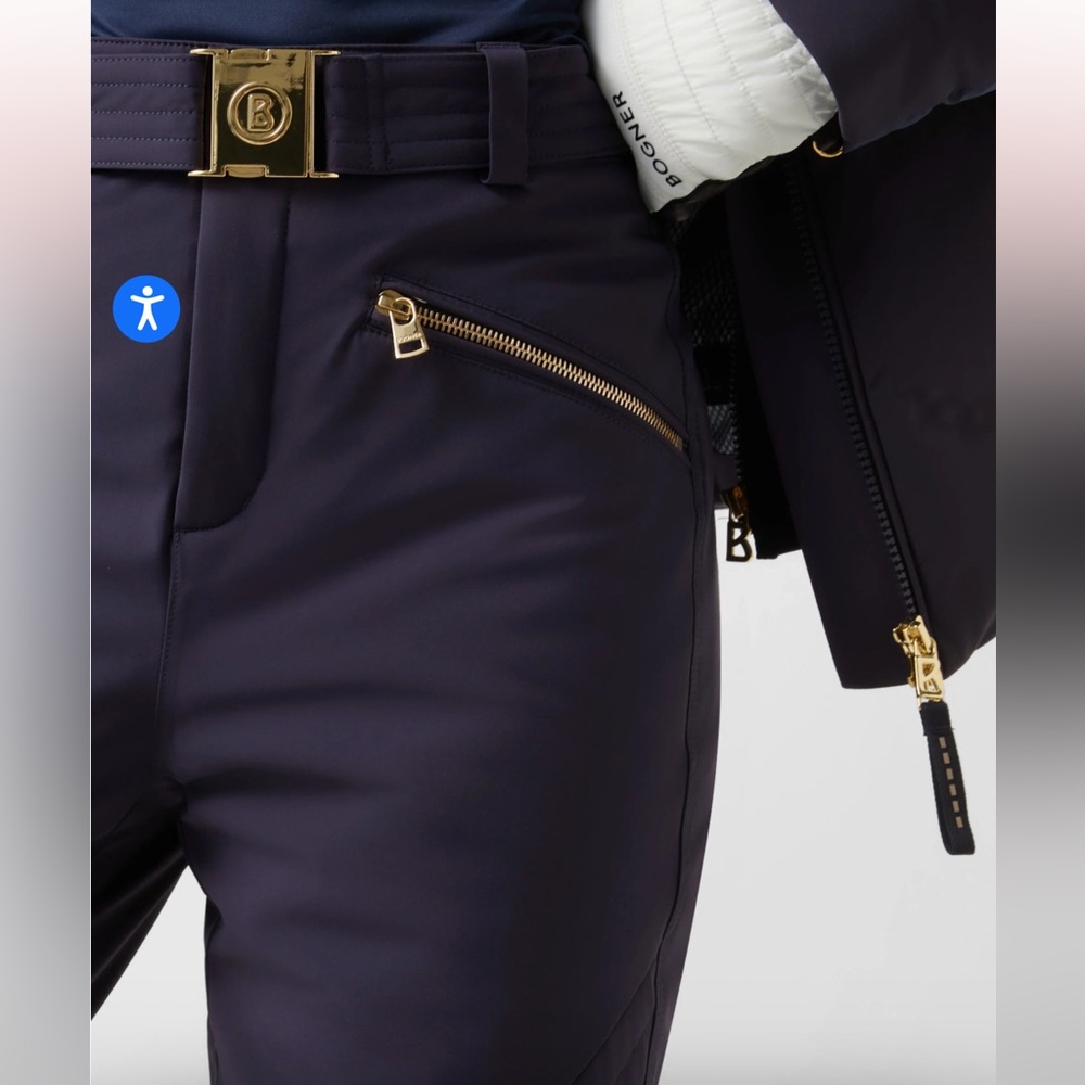 Bogner Women's Navy Ski Pants with Hardware Details